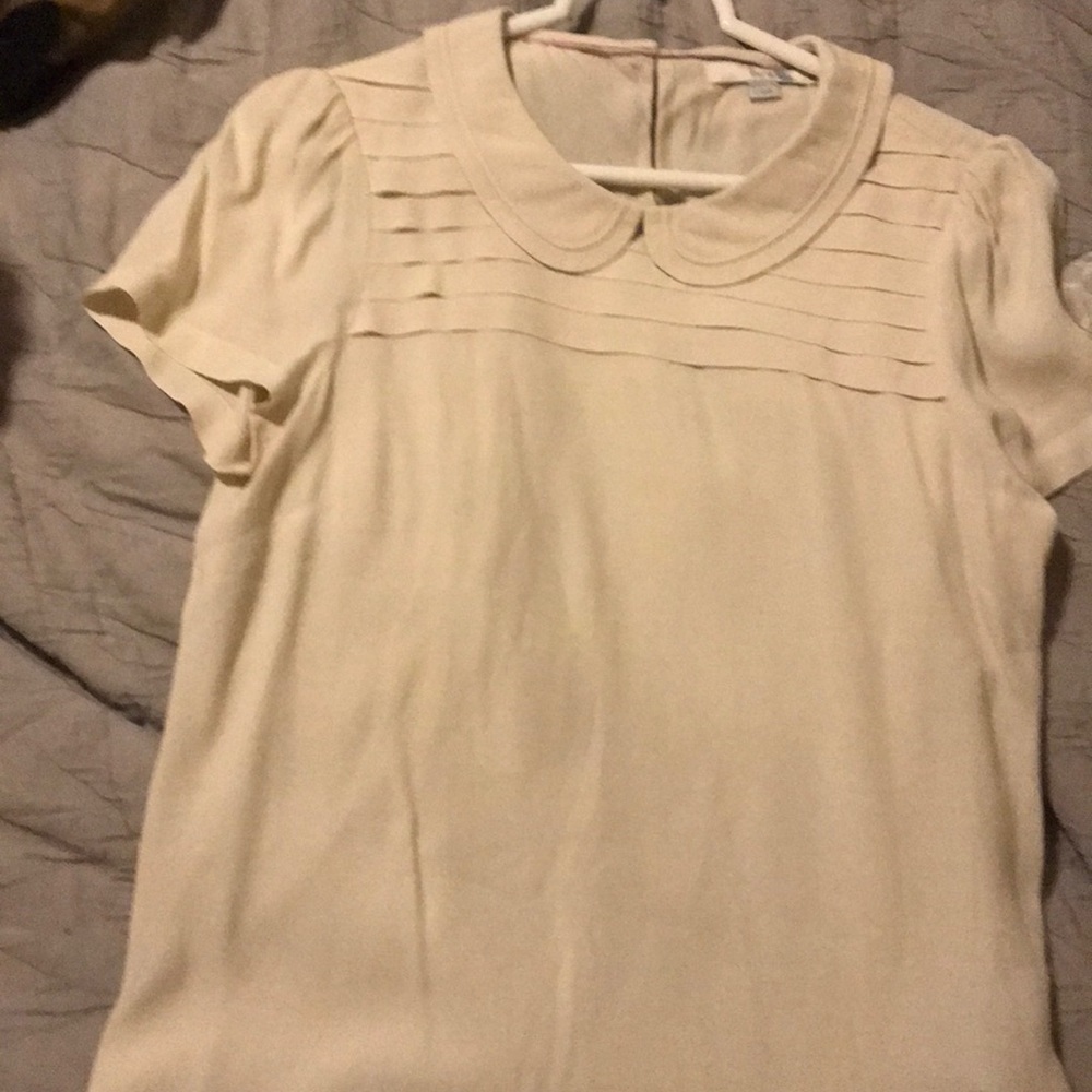 Boden Peter Pan collared blouse with pleating in ivory